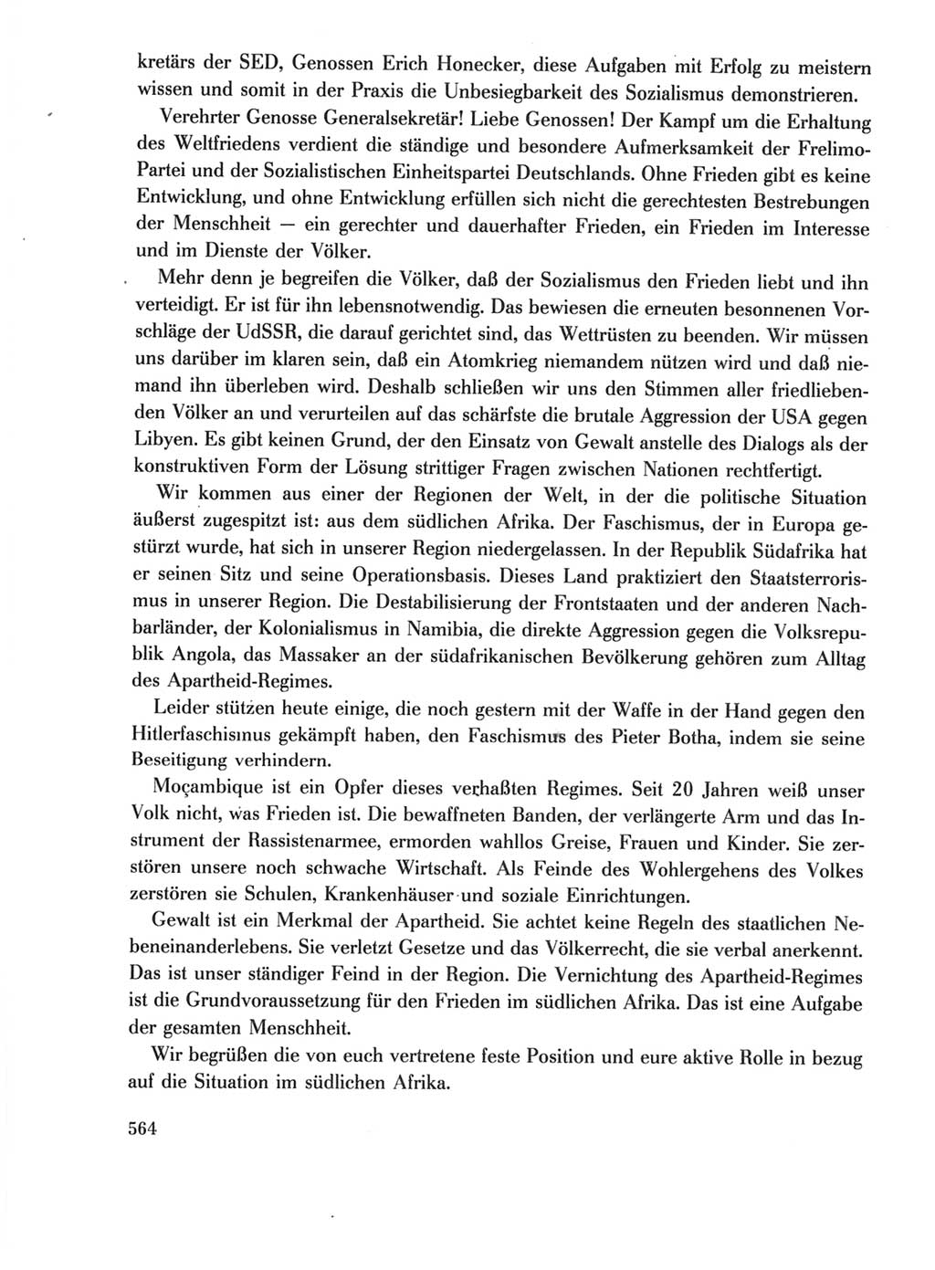 Protokoll der Verhandlungen des Ⅺ. Parteitages der Sozialistischen Einheitspartei Deutschlands (SED) [Deutsche Demokratische Republik (DDR)] 1986, Seite 564