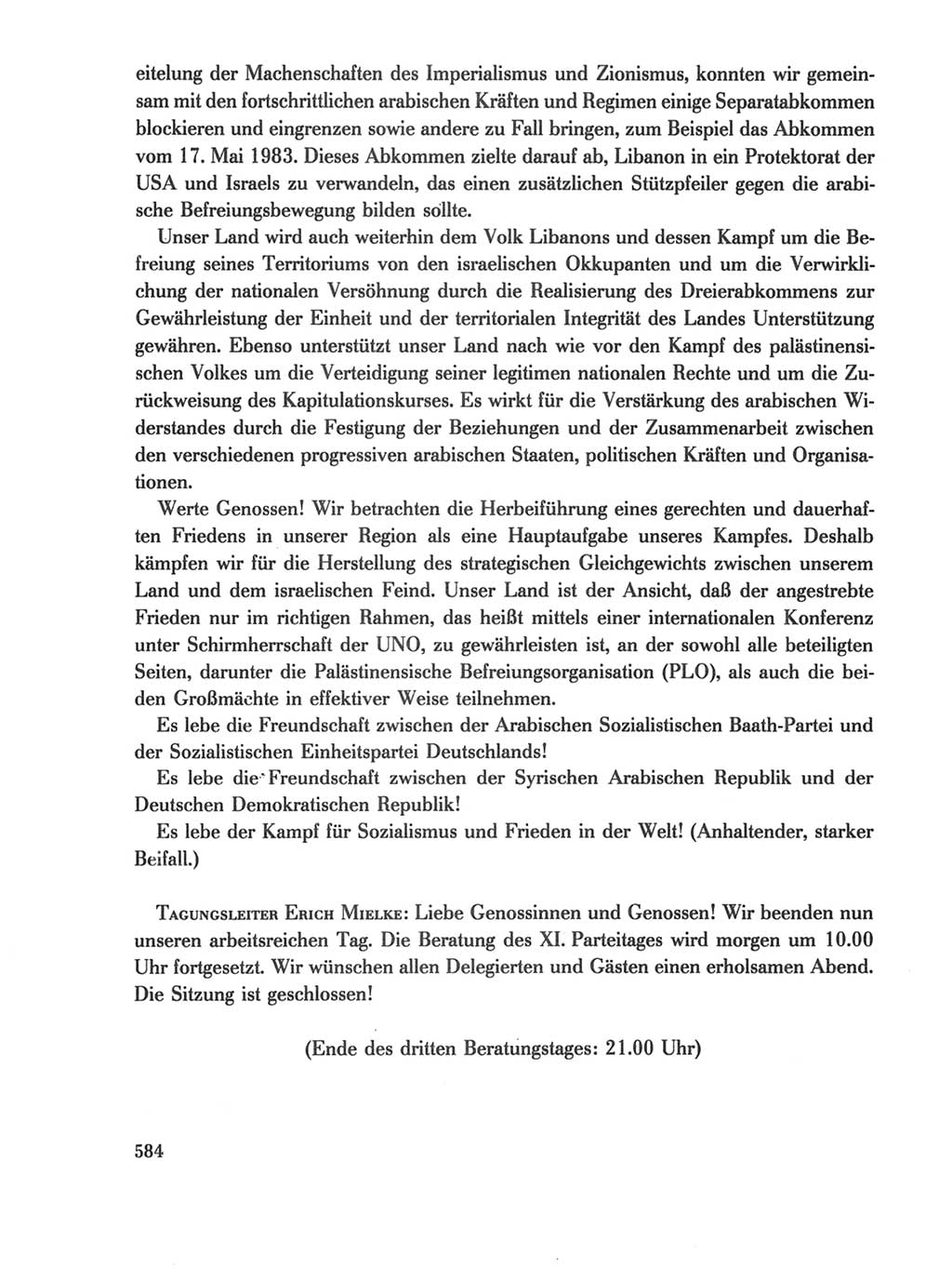 Protokoll der Verhandlungen des Ⅺ. Parteitages der Sozialistischen Einheitspartei Deutschlands (SED) [Deutsche Demokratische Republik (DDR)] 1986, Seite 584