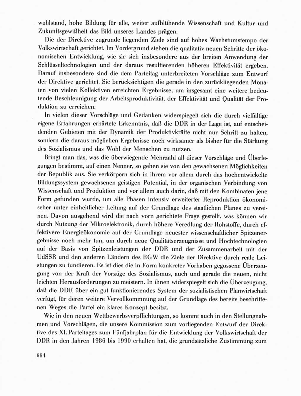 Protokoll der Verhandlungen des Ⅺ. Parteitages der Sozialistischen Einheitspartei Deutschlands (SED) [Deutsche Demokratische Republik (DDR)] 1986, Seite 664