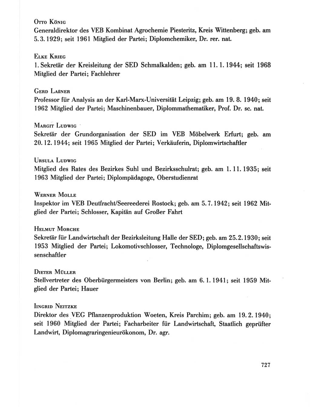 Protokoll der Verhandlungen des Ⅺ. Parteitages der Sozialistischen Einheitspartei Deutschlands (SED) [Deutsche Demokratische Republik (DDR)] 1986, Seite 727