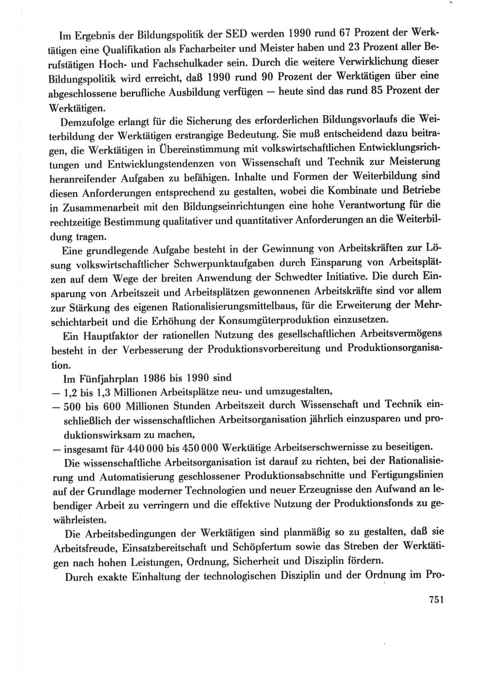 Protokoll der Verhandlungen des Ⅺ. Parteitages der Sozialistischen Einheitspartei Deutschlands (SED) [Deutsche Demokratische Republik (DDR)] 1986, Seite 751