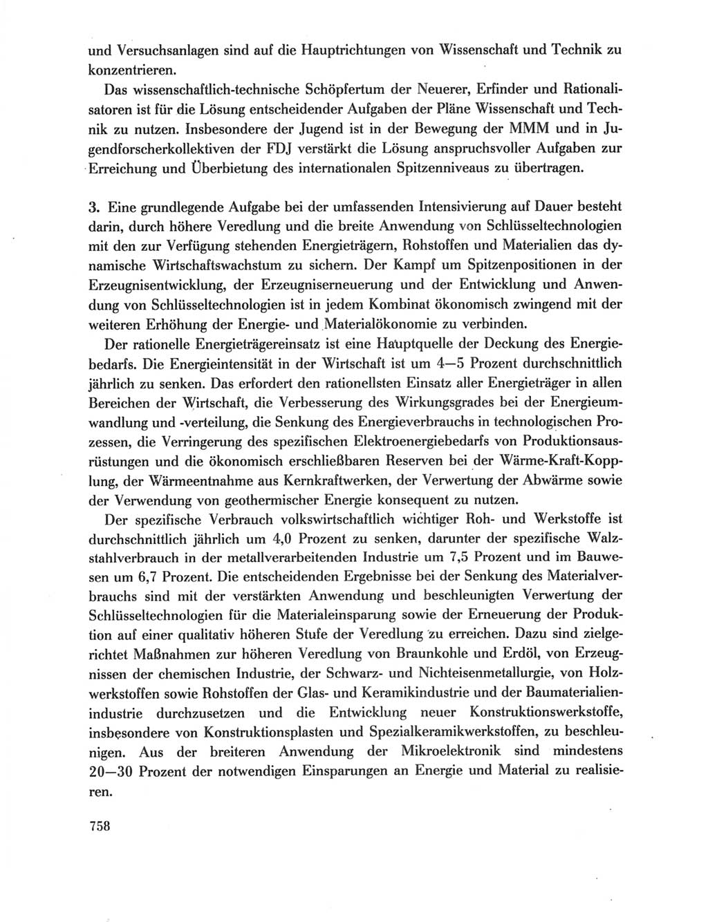 Protokoll der Verhandlungen des Ⅺ. Parteitages der Sozialistischen Einheitspartei Deutschlands (SED) [Deutsche Demokratische Republik (DDR)] 1986, Seite 758