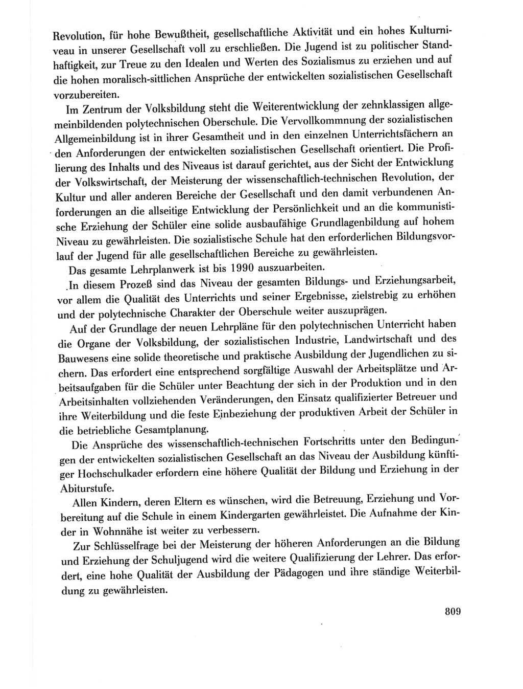 Protokoll der Verhandlungen des Ⅺ. Parteitages der Sozialistischen Einheitspartei Deutschlands (SED) [Deutsche Demokratische Republik (DDR)] 1986, Seite 809