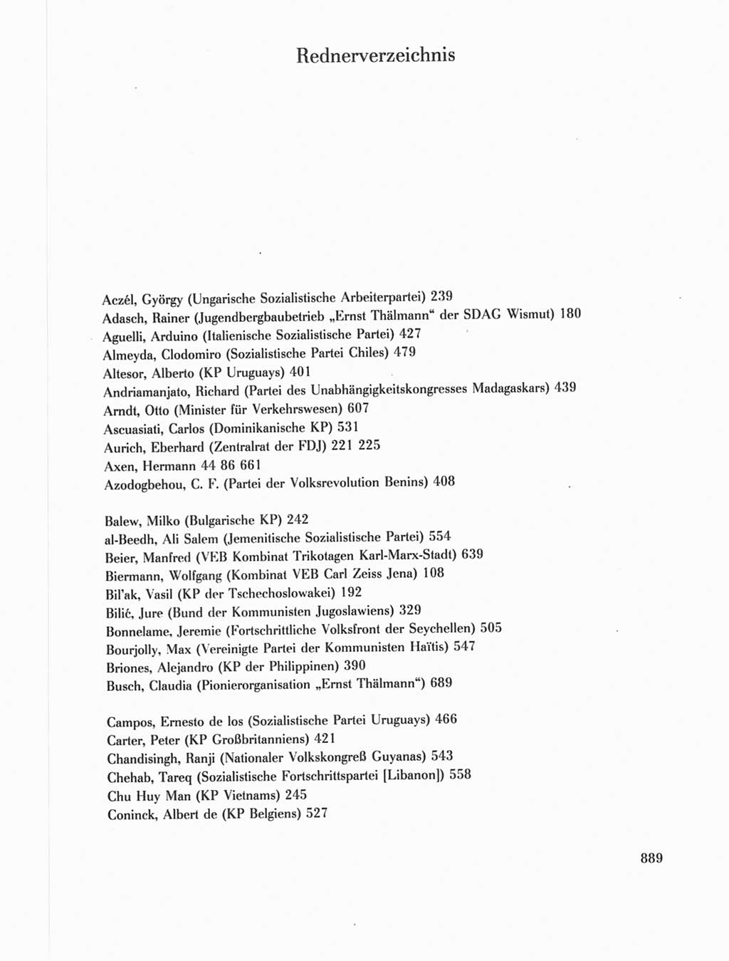 Protokoll der Verhandlungen des Ⅺ. Parteitages der Sozialistischen Einheitspartei Deutschlands (SED) [Deutsche Demokratische Republik (DDR)] 1986, Seite 889