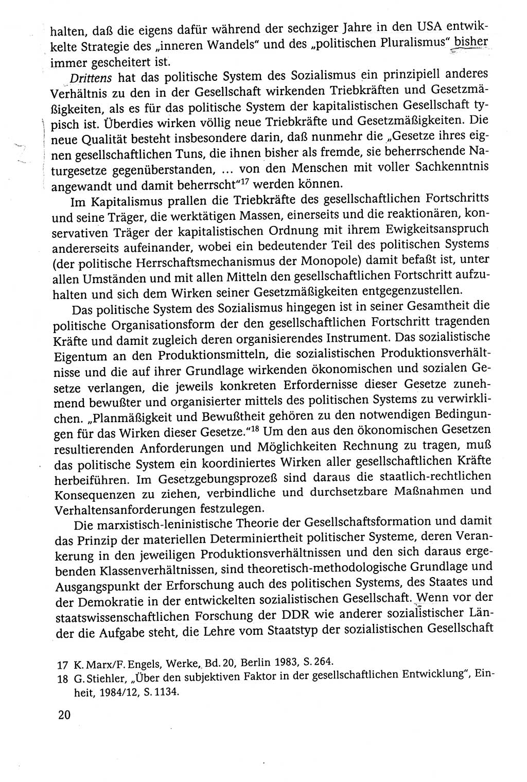 Der Staat im politischen System der DDR (Deutsche Demokratische Republik) 1986, Seite 20 (St. pol. Sys. DDR 1986, S. 20)