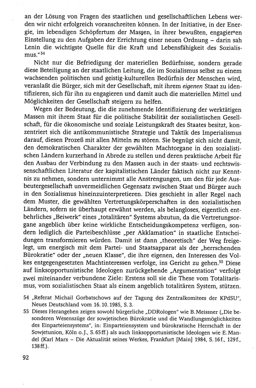 Der Staat im politischen System der DDR (Deutsche Demokratische Republik) 1986, Seite 92 (St. pol. Sys. DDR 1986, S. 92)