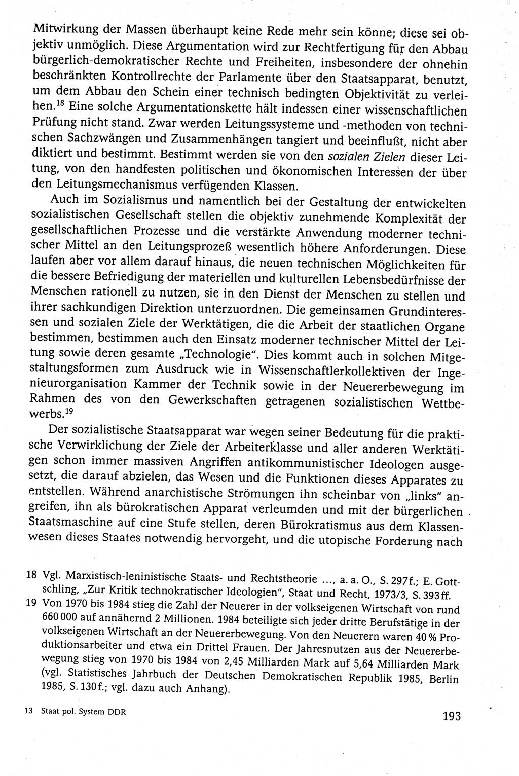 Der Staat im politischen System der DDR (Deutsche Demokratische Republik) 1986, Seite 193 (St. pol. Sys. DDR 1986, S. 193)