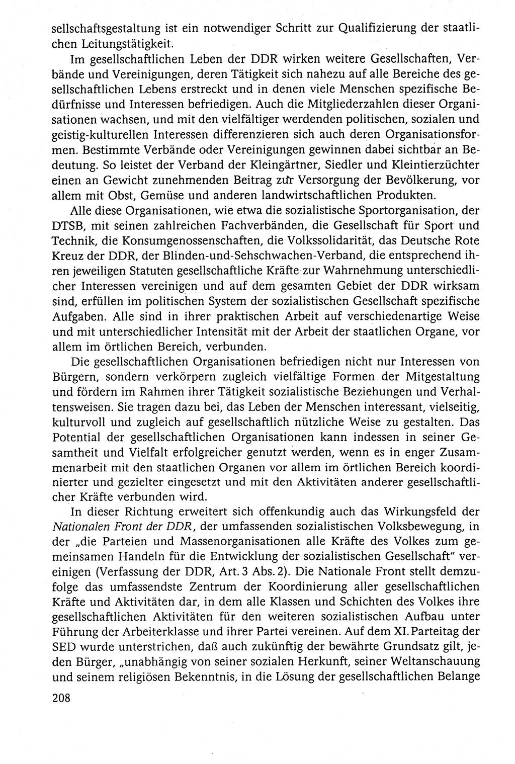 Der Staat im politischen System der DDR (Deutsche Demokratische Republik) 1986, Seite 208 (St. pol. Sys. DDR 1986, S. 208)
