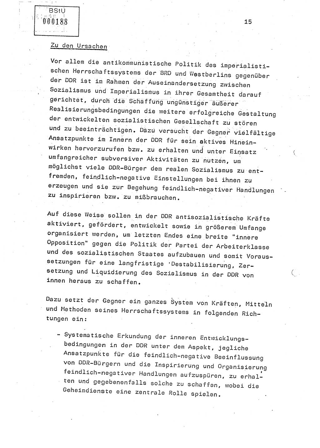 Studienmaterial Ministerium für Staatssicherheit (MfS) [Deutsche Demokratische Republik (DDR)], Hauptabteilung (HA) Ⅸ/ Auswertungs- und Kontrollgruppe (AKG), Berlin ca. 1986, Seite 15 (Stud.-Mat. MfS DDR HA Ⅸ/AKG 1986, S. 15)