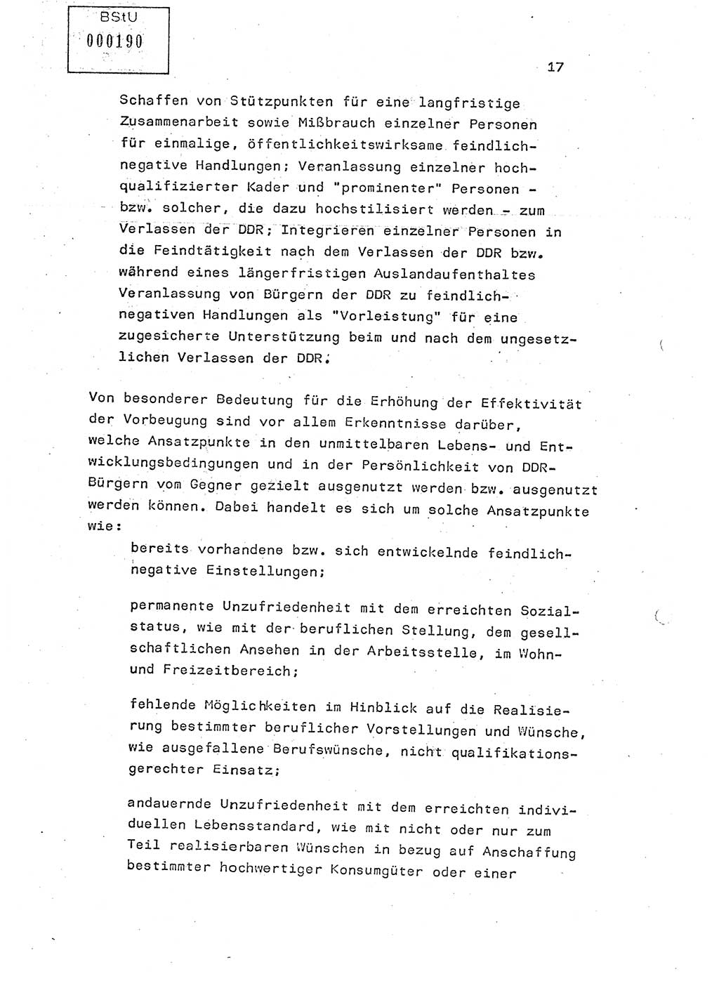 Studienmaterial Ministerium für Staatssicherheit (MfS) [Deutsche Demokratische Republik (DDR)], Hauptabteilung (HA) Ⅸ/ Auswertungs- und Kontrollgruppe (AKG), Berlin ca. 1986, Seite 17 (Stud.-Mat. MfS DDR HA Ⅸ/AKG 1986, S. 17)