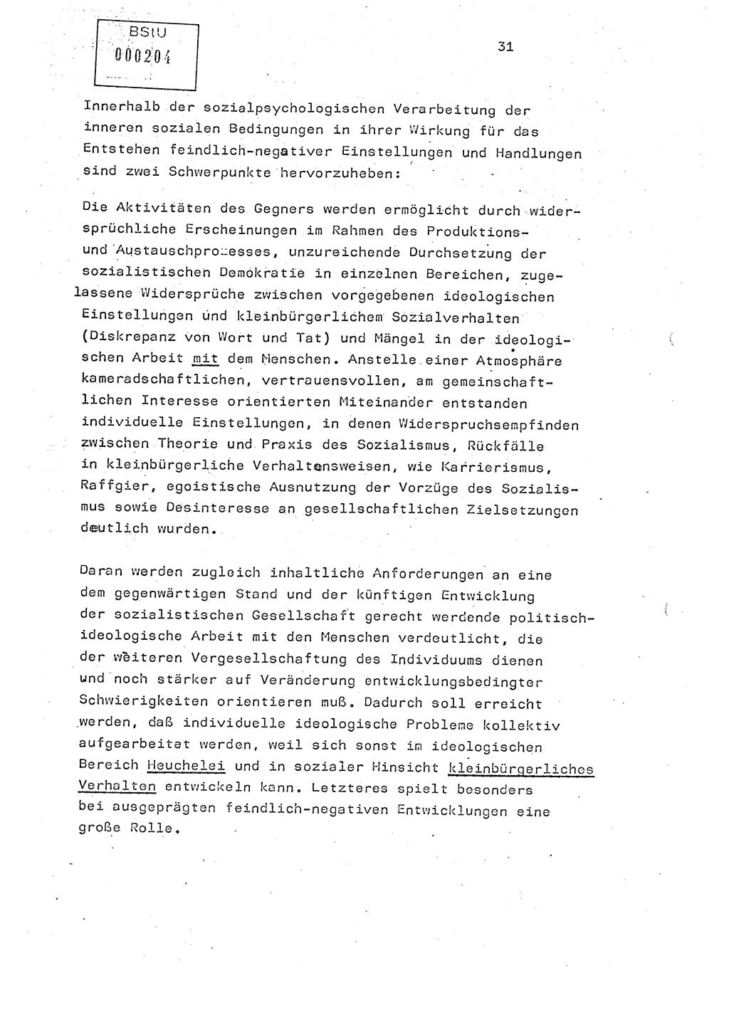 Studienmaterial Ministerium für Staatssicherheit (MfS) [Deutsche Demokratische Republik (DDR)], Hauptabteilung (HA) Ⅸ/ Auswertungs- und Kontrollgruppe (AKG), Berlin ca. 1986, Seite 31 (Stud.-Mat. MfS DDR HA Ⅸ/AKG 1986, S. 31)