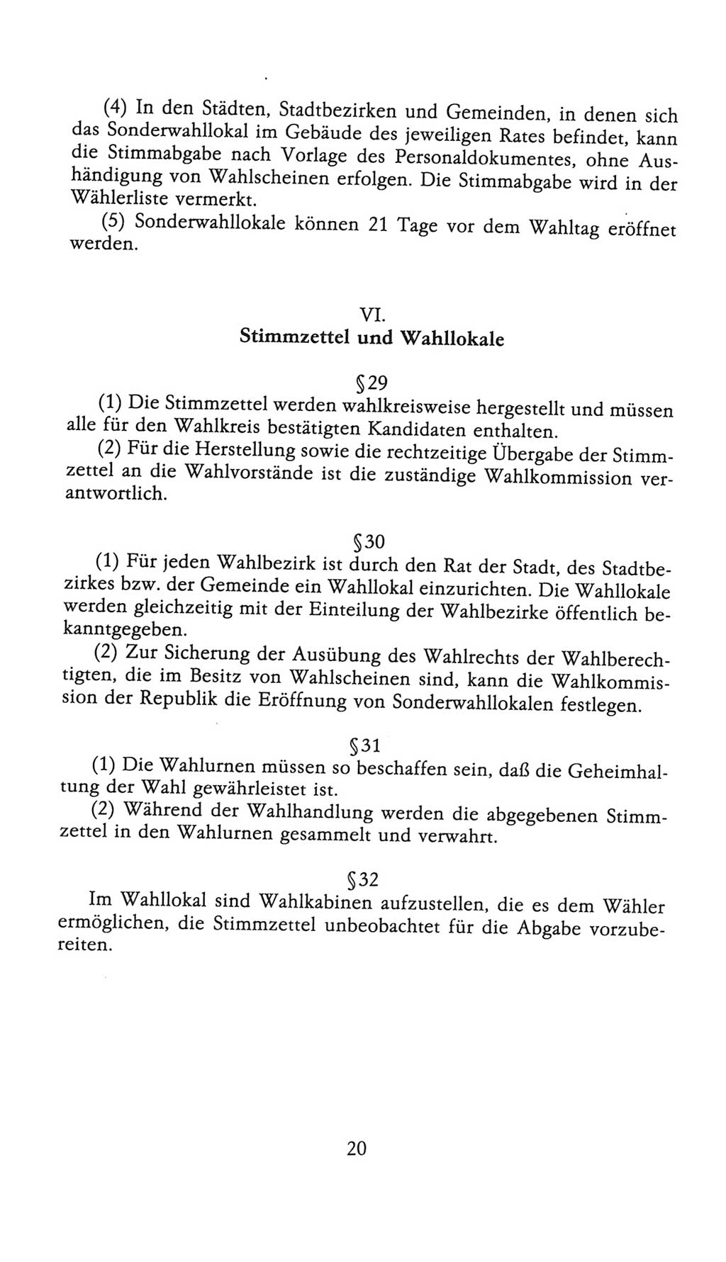 Volkskammer (VK) der Deutschen Demokratischen Republik (DDR), 9. Wahlperiode 1986-1990, Seite 20 (VK. DDR 9. WP. 1986-1990, S. 20)