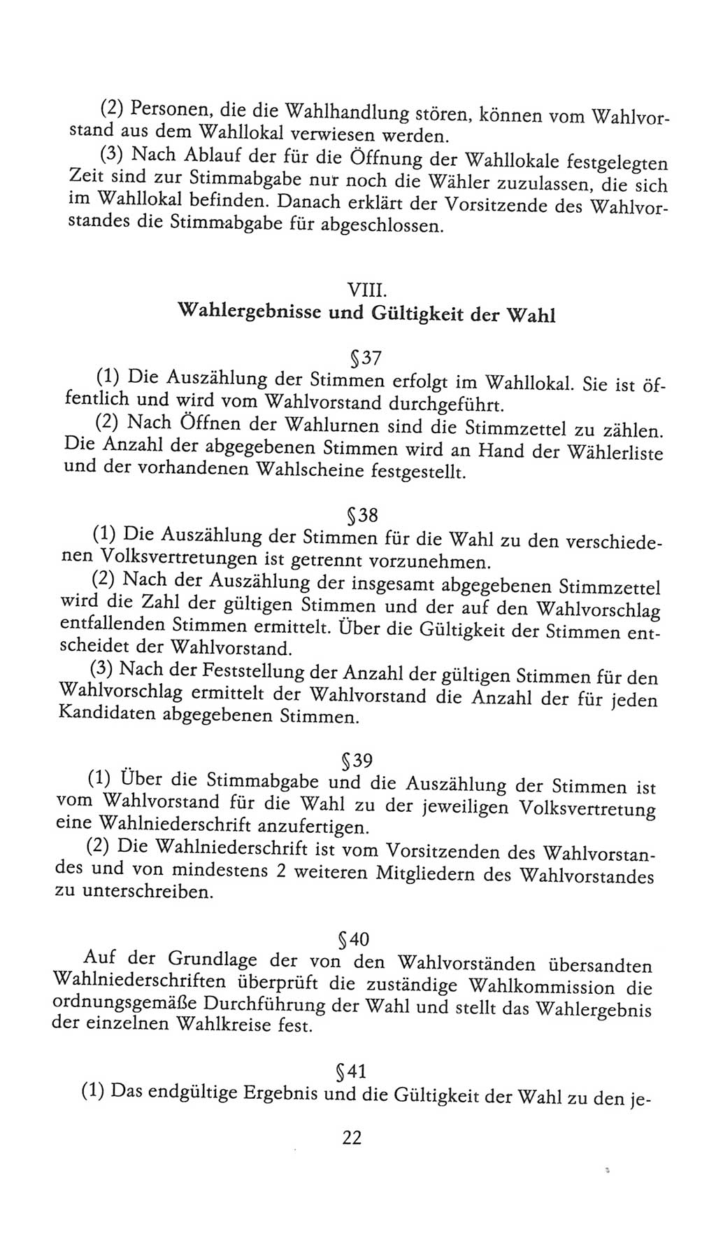 Volkskammer (VK) der Deutschen Demokratischen Republik (DDR), 9. Wahlperiode 1986-1990, Seite 22 (VK. DDR 9. WP. 1986-1990, S. 22)