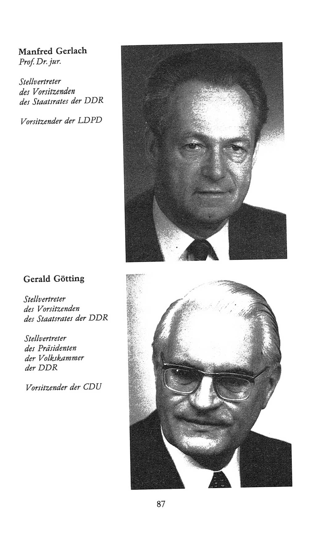 Volkskammer (VK) der Deutschen Demokratischen Republik (DDR), 9. Wahlperiode 1986-1990, Seite 87 (VK. DDR 9. WP. 1986-1990, S. 87)