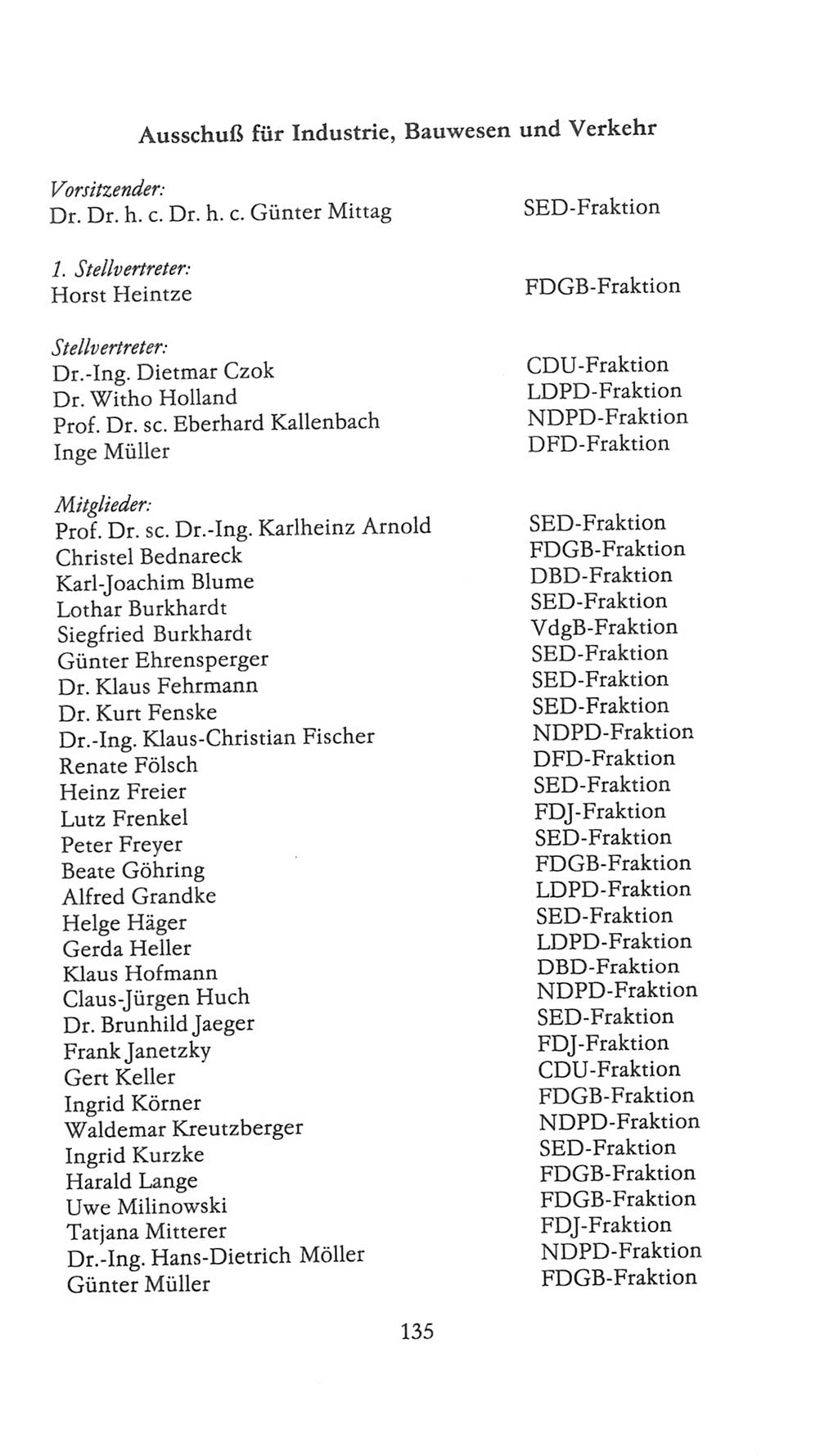 Volkskammer (VK) der Deutschen Demokratischen Republik (DDR), 9. Wahlperiode 1986-1990, Seite 135 (VK. DDR 9. WP. 1986-1990, S. 135)