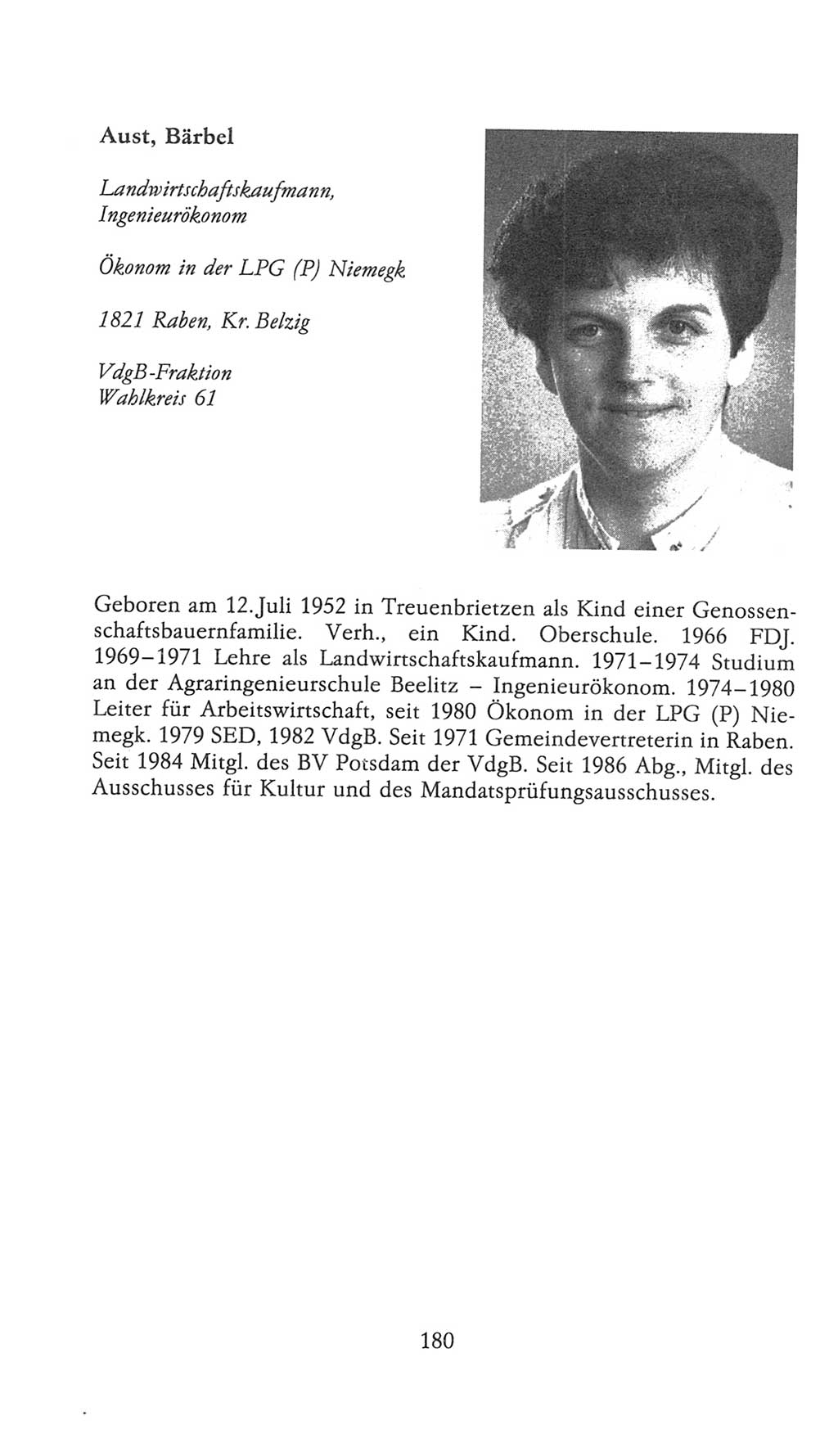 Volkskammer (VK) der Deutschen Demokratischen Republik (DDR), 9. Wahlperiode 1986-1990, Seite 180 (VK. DDR 9. WP. 1986-1990, S. 180)