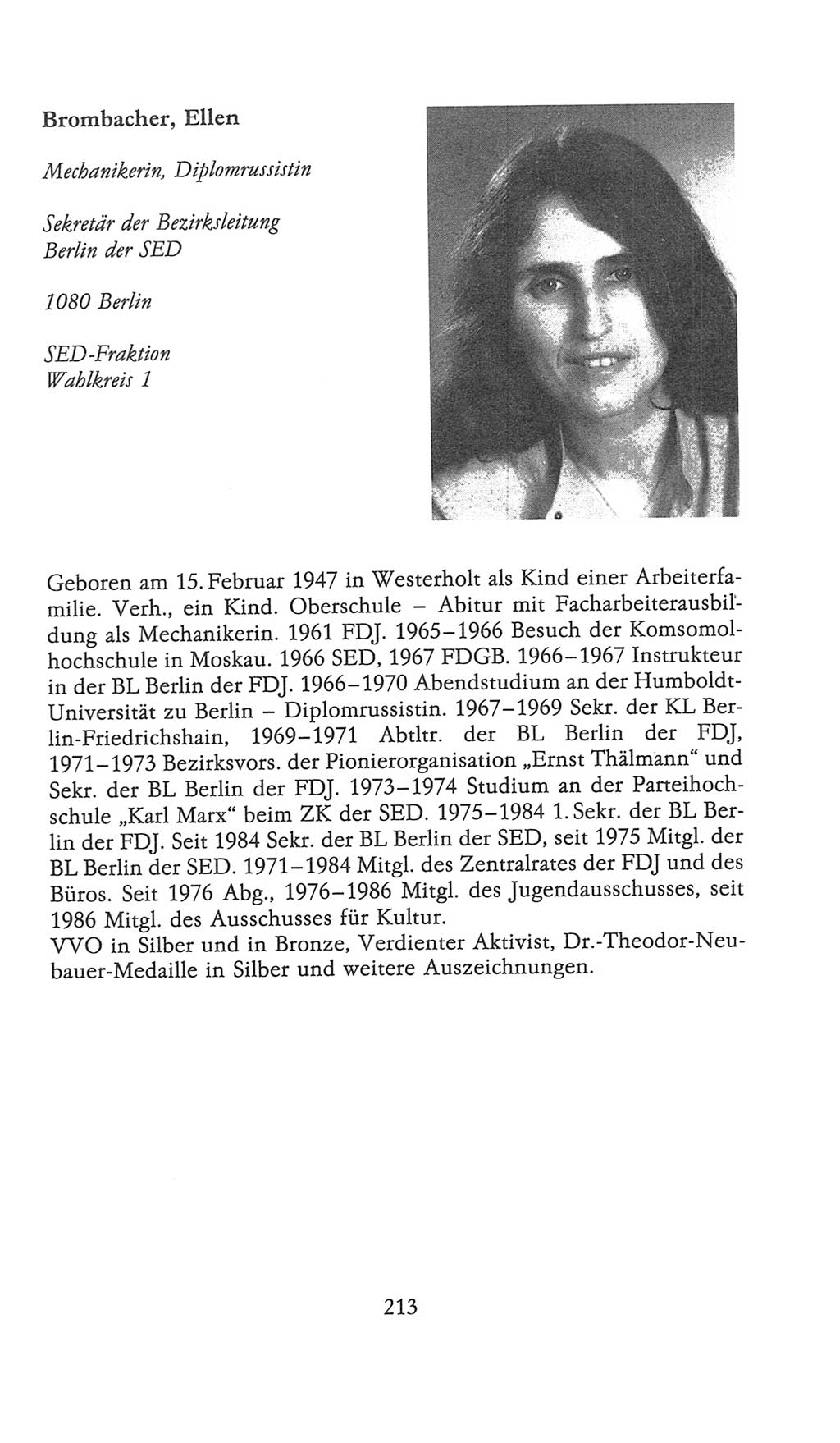 Volkskammer (VK) der Deutschen Demokratischen Republik (DDR), 9. Wahlperiode 1986-1990, Seite 213 (VK. DDR 9. WP. 1986-1990, S. 213)