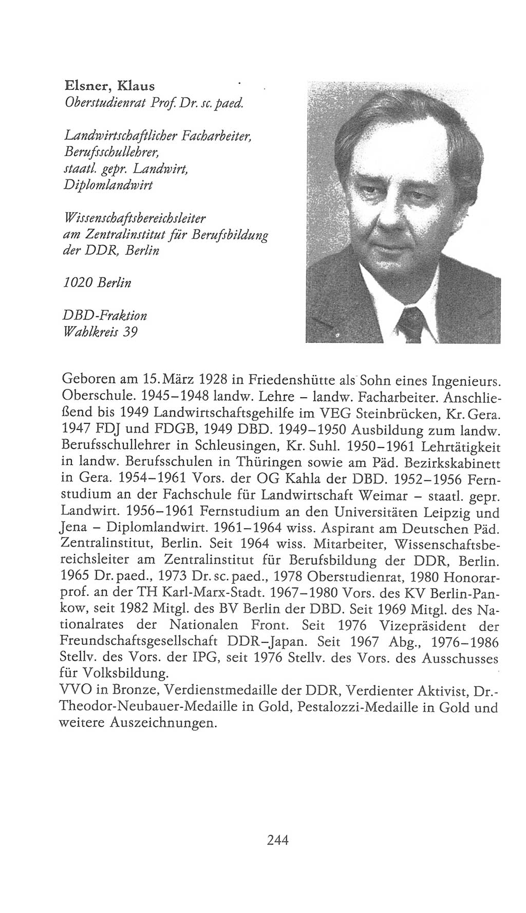 Volkskammer (VK) der Deutschen Demokratischen Republik (DDR), 9. Wahlperiode 1986-1990, Seite 244 (VK. DDR 9. WP. 1986-1990, S. 244)