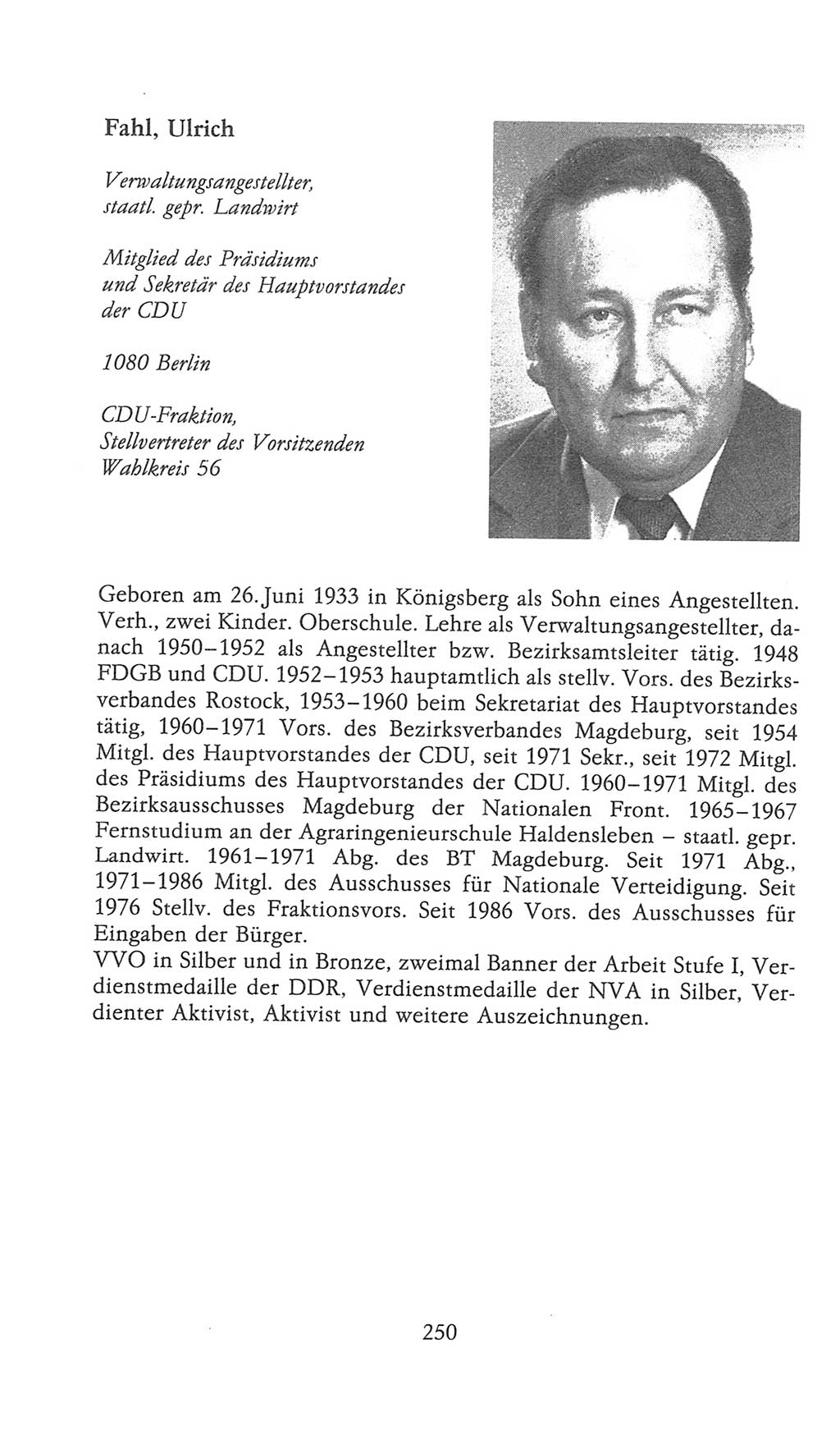 Volkskammer (VK) der Deutschen Demokratischen Republik (DDR), 9. Wahlperiode 1986-1990, Seite 250 (VK. DDR 9. WP. 1986-1990, S. 250)