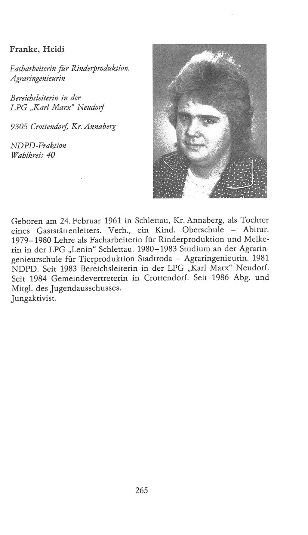 Volkskammer (VK) der Deutschen Demokratischen Republik (DDR), 9. Wahlperiode 1986-1990, Seite 265 (VK. DDR 9. WP. 1986-1990, S. 265)