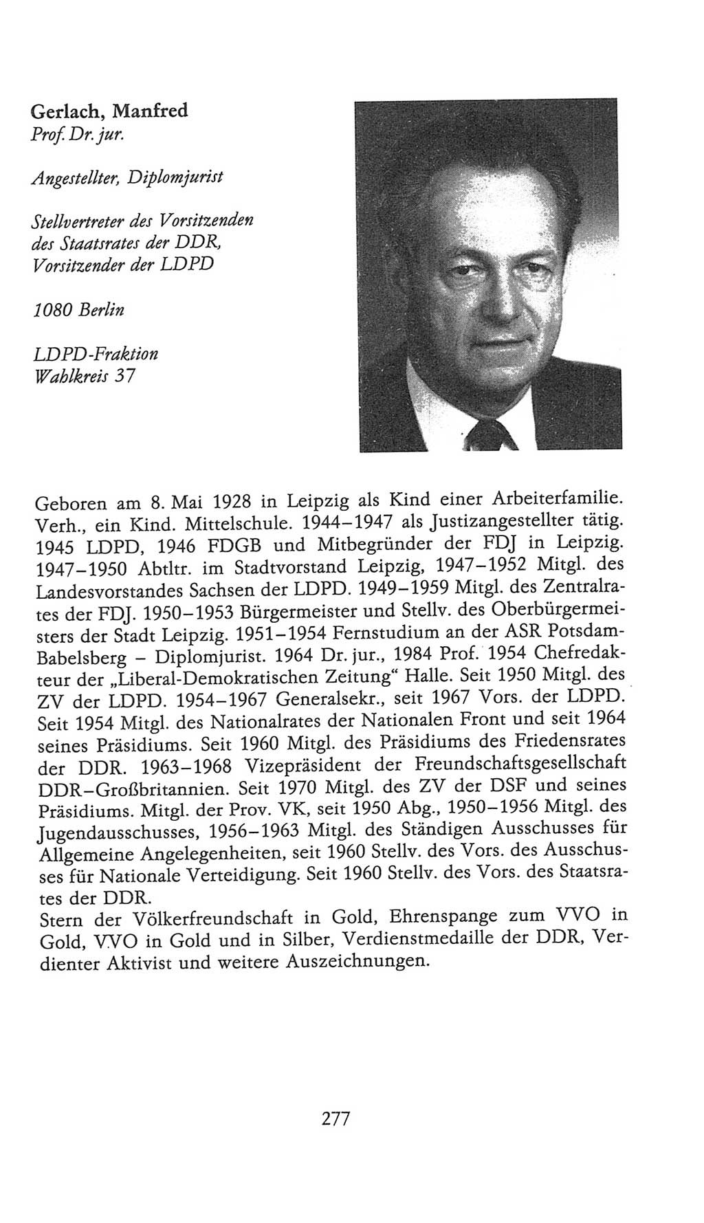 Volkskammer (VK) der Deutschen Demokratischen Republik (DDR), 9. Wahlperiode 1986-1990, Seite 277 (VK. DDR 9. WP. 1986-1990, S. 277)