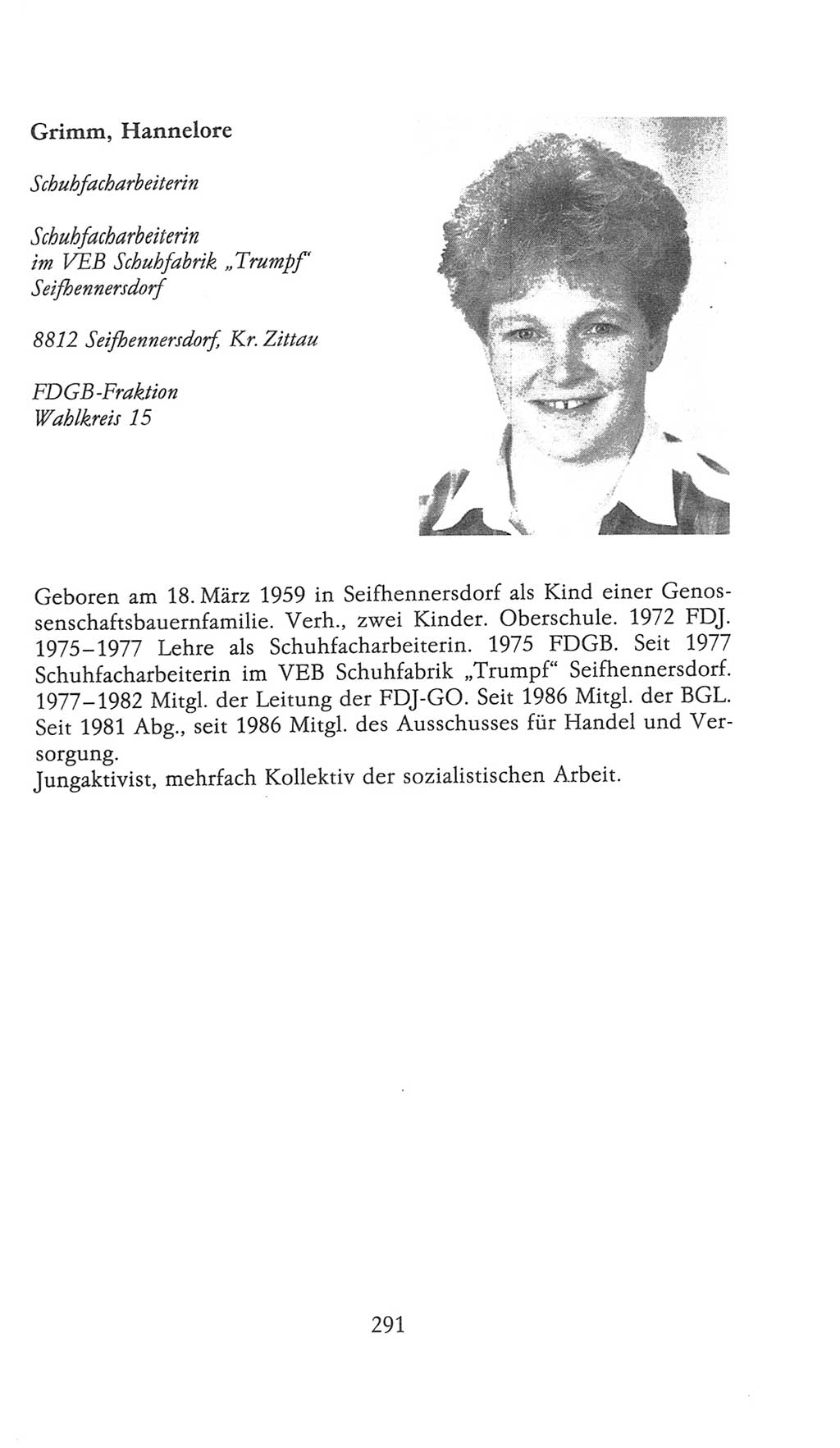 Volkskammer (VK) der Deutschen Demokratischen Republik (DDR), 9. Wahlperiode 1986-1990, Seite 291 (VK. DDR 9. WP. 1986-1990, S. 291)