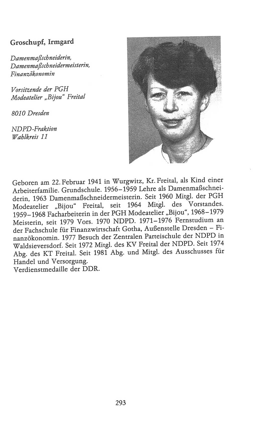 Volkskammer (VK) der Deutschen Demokratischen Republik (DDR), 9. Wahlperiode 1986-1990, Seite 293 (VK. DDR 9. WP. 1986-1990, S. 293)