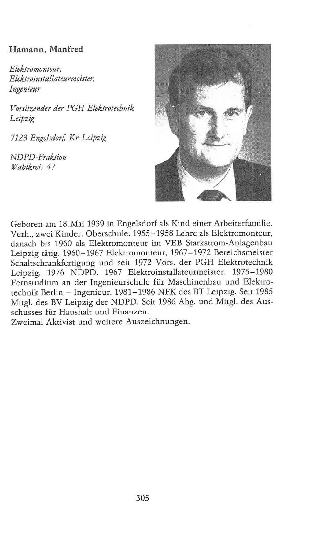 Volkskammer (VK) der Deutschen Demokratischen Republik (DDR), 9. Wahlperiode 1986-1990, Seite 305 (VK. DDR 9. WP. 1986-1990, S. 305)