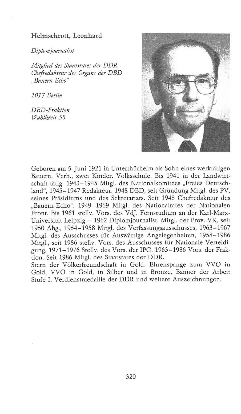 Volkskammer (VK) der Deutschen Demokratischen Republik (DDR), 9. Wahlperiode 1986-1990, Seite 320 (VK. DDR 9. WP. 1986-1990, S. 320)