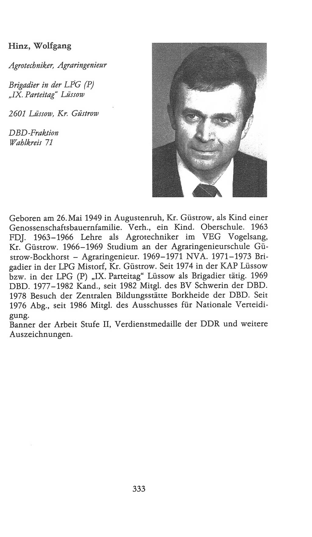 Volkskammer (VK) der Deutschen Demokratischen Republik (DDR), 9. Wahlperiode 1986-1990, Seite 333 (VK. DDR 9. WP. 1986-1990, S. 333)