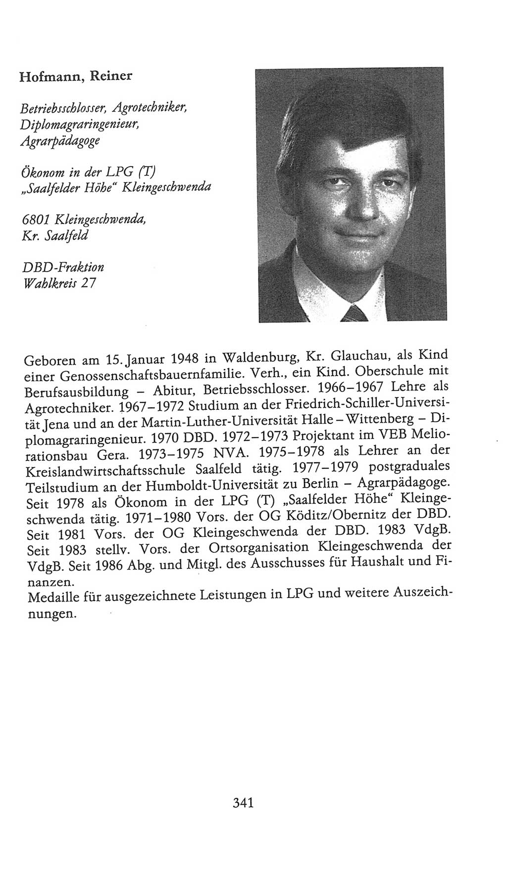 Volkskammer (VK) der Deutschen Demokratischen Republik (DDR), 9. Wahlperiode 1986-1990, Seite 341 (VK. DDR 9. WP. 1986-1990, S. 341)