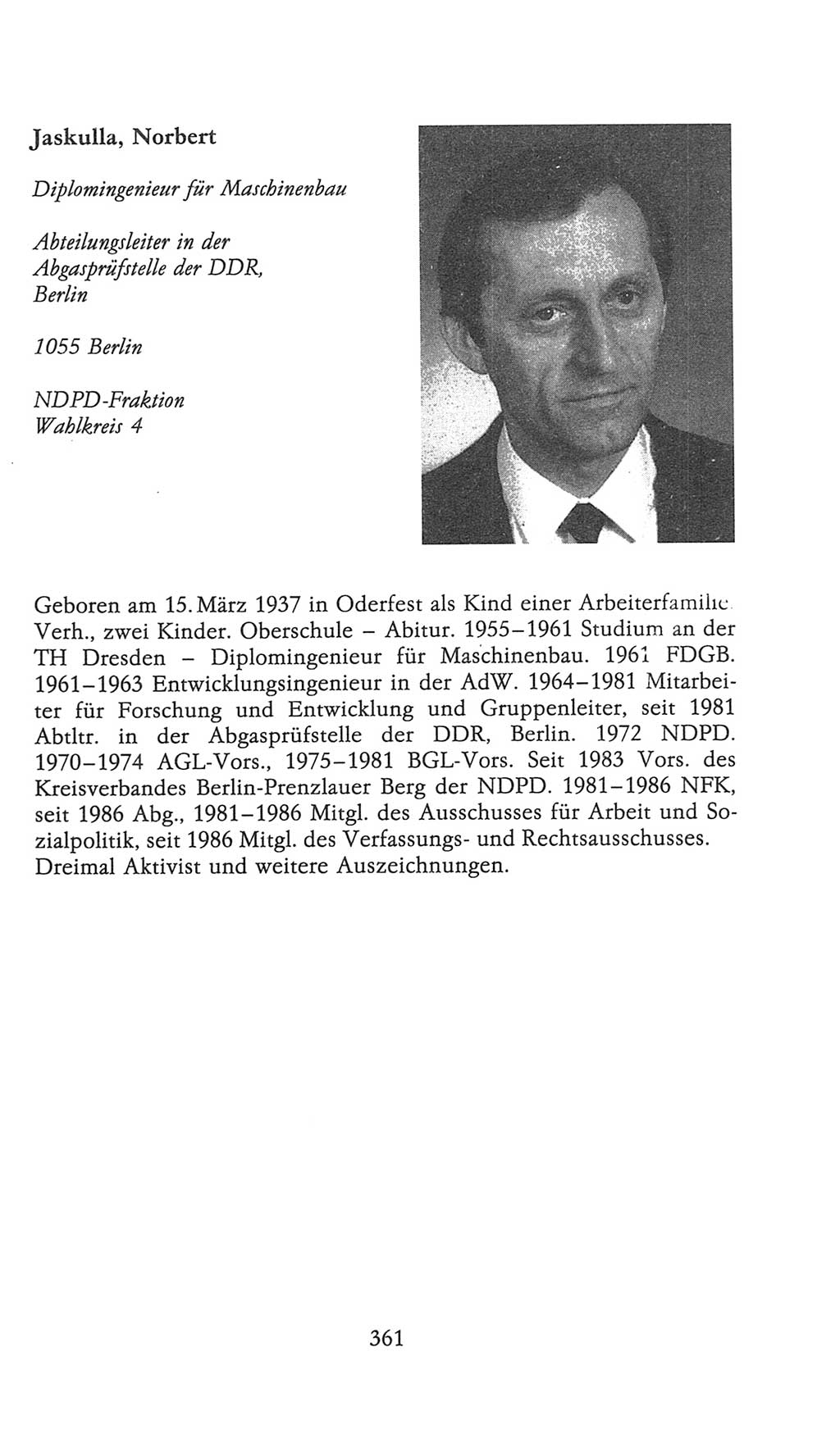 Volkskammer (VK) der Deutschen Demokratischen Republik (DDR), 9. Wahlperiode 1986-1990, Seite 361 (VK. DDR 9. WP. 1986-1990, S. 361)