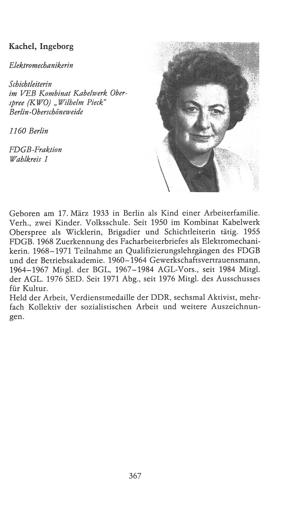 Volkskammer (VK) der Deutschen Demokratischen Republik (DDR), 9. Wahlperiode 1986-1990, Seite 367 (VK. DDR 9. WP. 1986-1990, S. 367)