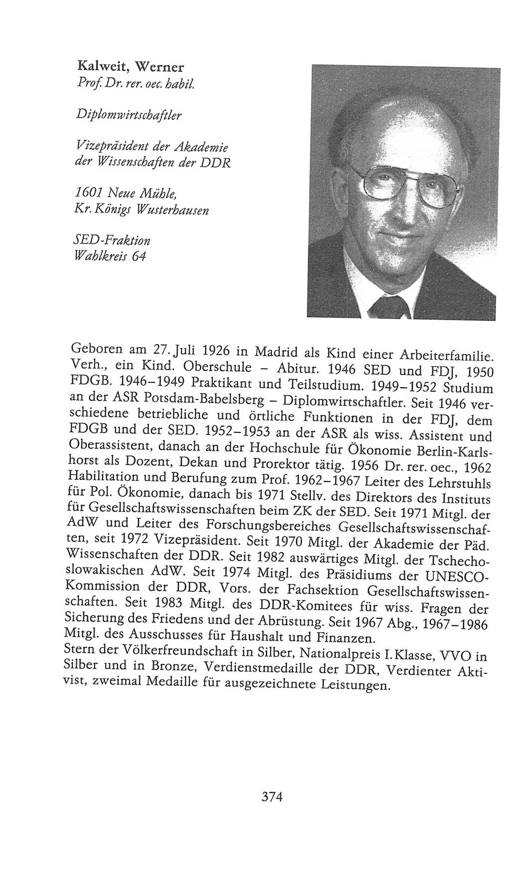 Volkskammer (VK) der Deutschen Demokratischen Republik (DDR), 9. Wahlperiode 1986-1990, Seite 374 (VK. DDR 9. WP. 1986-1990, S. 374)