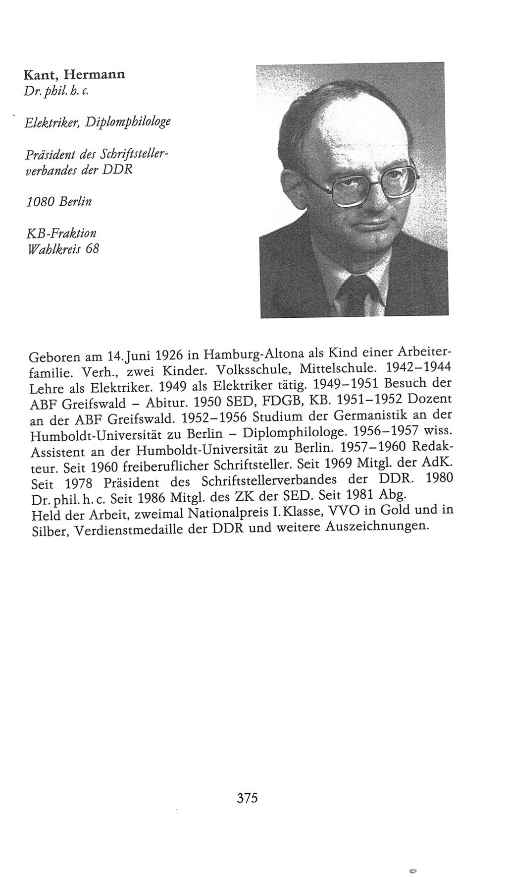 Volkskammer (VK) der Deutschen Demokratischen Republik (DDR), 9. Wahlperiode 1986-1990, Seite 375 (VK. DDR 9. WP. 1986-1990, S. 375)