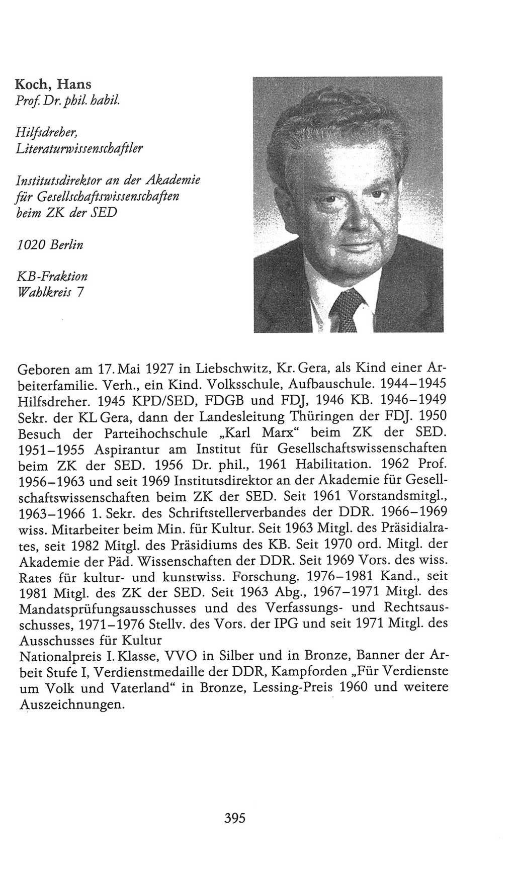 Volkskammer (VK) der Deutschen Demokratischen Republik (DDR), 9. Wahlperiode 1986-1990, Seite 395 (VK. DDR 9. WP. 1986-1990, S. 395)