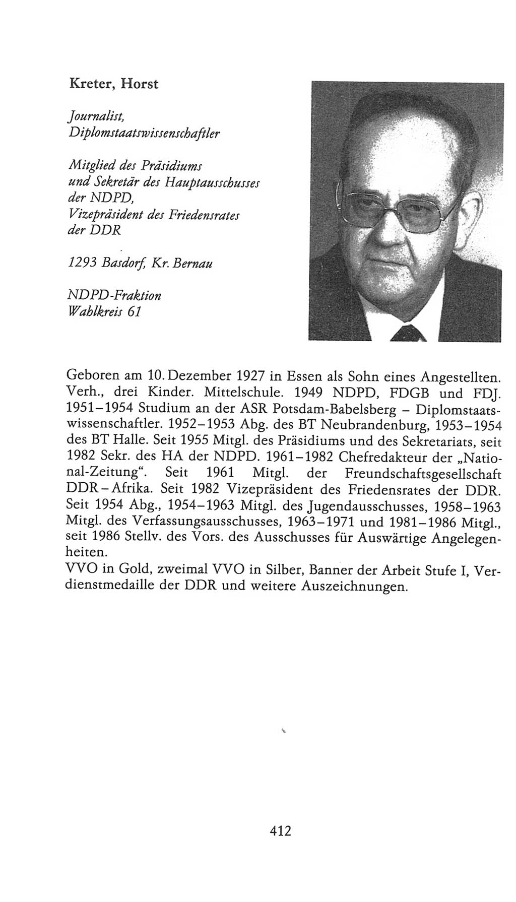 Volkskammer (VK) der Deutschen Demokratischen Republik (DDR), 9. Wahlperiode 1986-1990, Seite 412 (VK. DDR 9. WP. 1986-1990, S. 412)