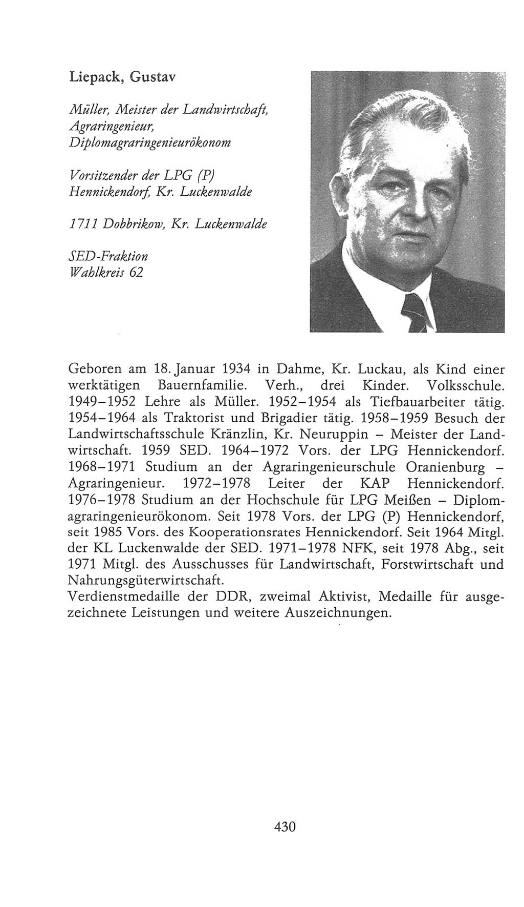 Volkskammer (VK) der Deutschen Demokratischen Republik (DDR), 9. Wahlperiode 1986-1990, Seite 430 (VK. DDR 9. WP. 1986-1990, S. 430)