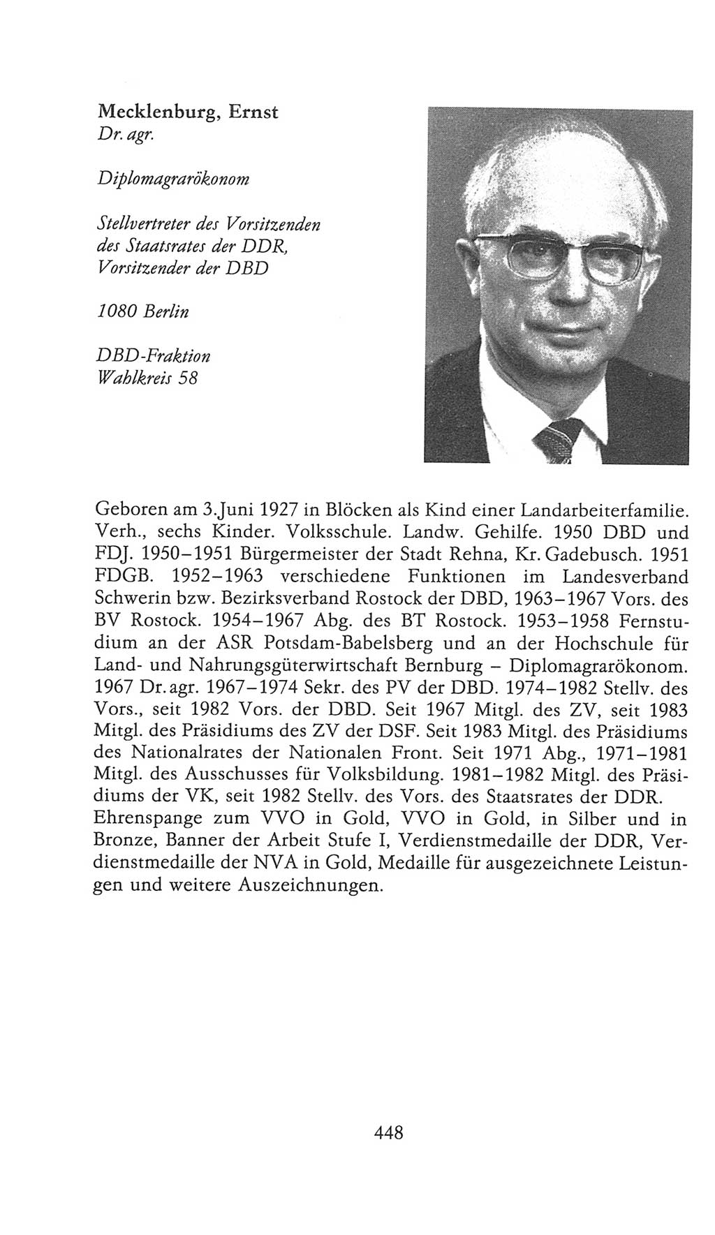 Volkskammer (VK) der Deutschen Demokratischen Republik (DDR), 9. Wahlperiode 1986-1990, Seite 448 (VK. DDR 9. WP. 1986-1990, S. 448)