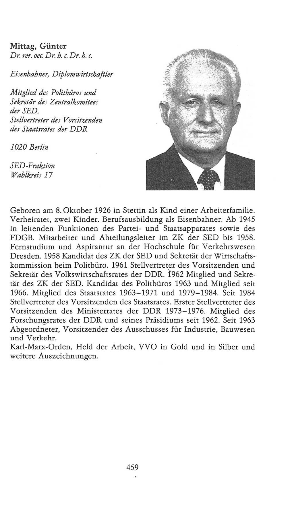 Volkskammer (VK) der Deutschen Demokratischen Republik (DDR), 9. Wahlperiode 1986-1990, Seite 459 (VK. DDR 9. WP. 1986-1990, S. 459)