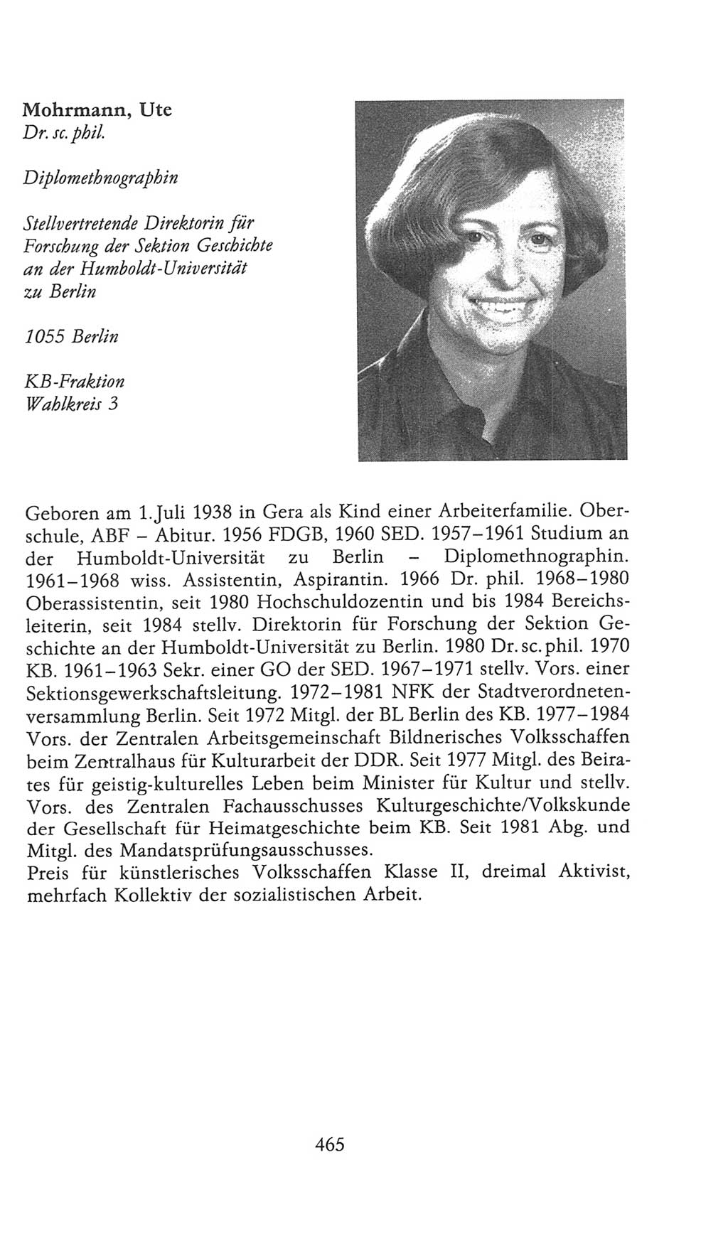 Volkskammer (VK) der Deutschen Demokratischen Republik (DDR), 9. Wahlperiode 1986-1990, Seite 465 (VK. DDR 9. WP. 1986-1990, S. 465)