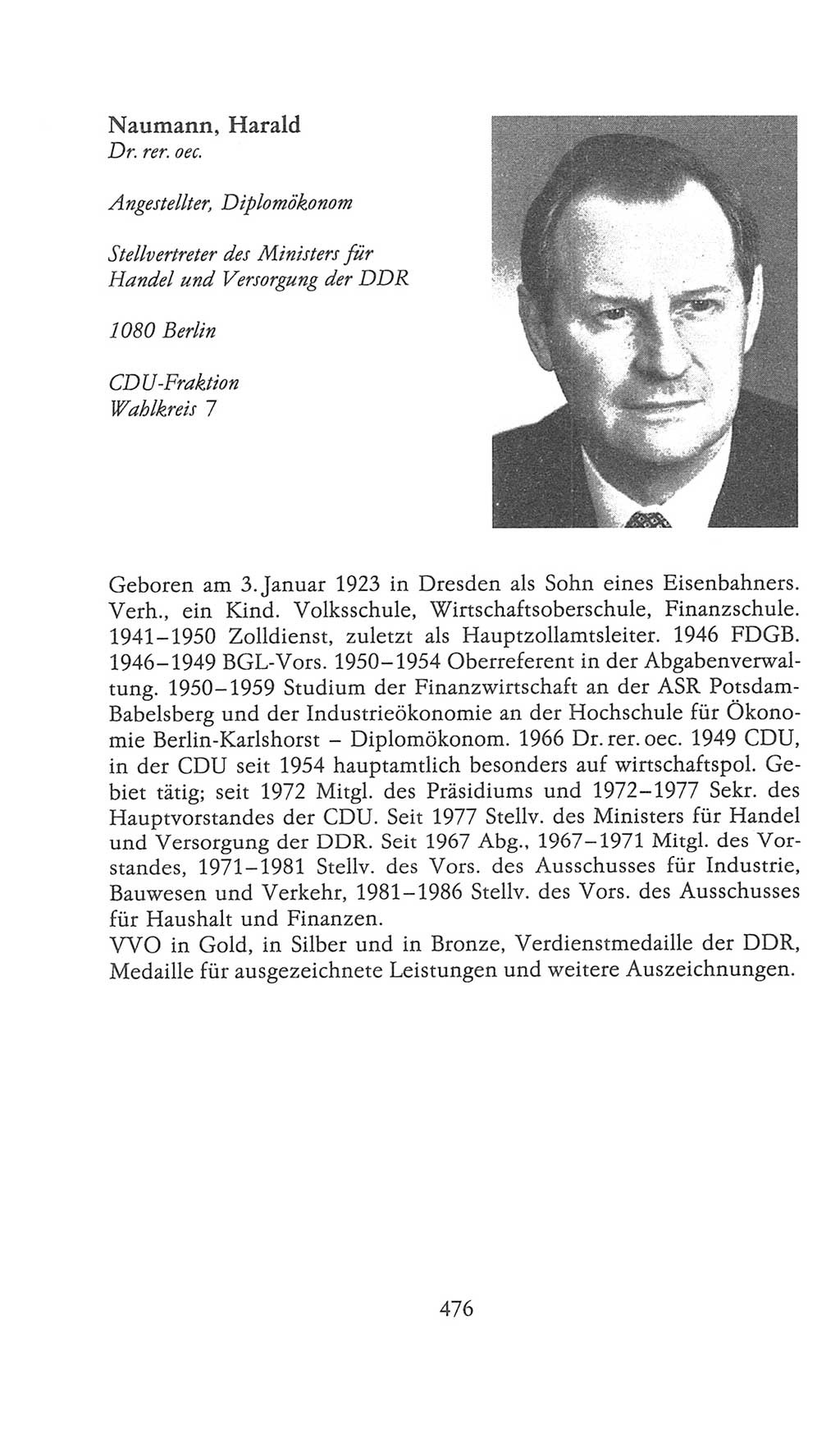 Volkskammer (VK) der Deutschen Demokratischen Republik (DDR), 9. Wahlperiode 1986-1990, Seite 476 (VK. DDR 9. WP. 1986-1990, S. 476)