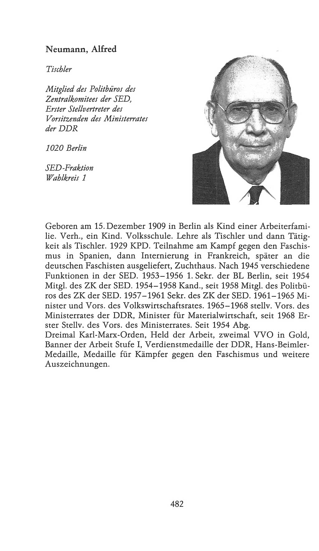 Volkskammer (VK) der Deutschen Demokratischen Republik (DDR), 9. Wahlperiode 1986-1990, Seite 482 (VK. DDR 9. WP. 1986-1990, S. 482)