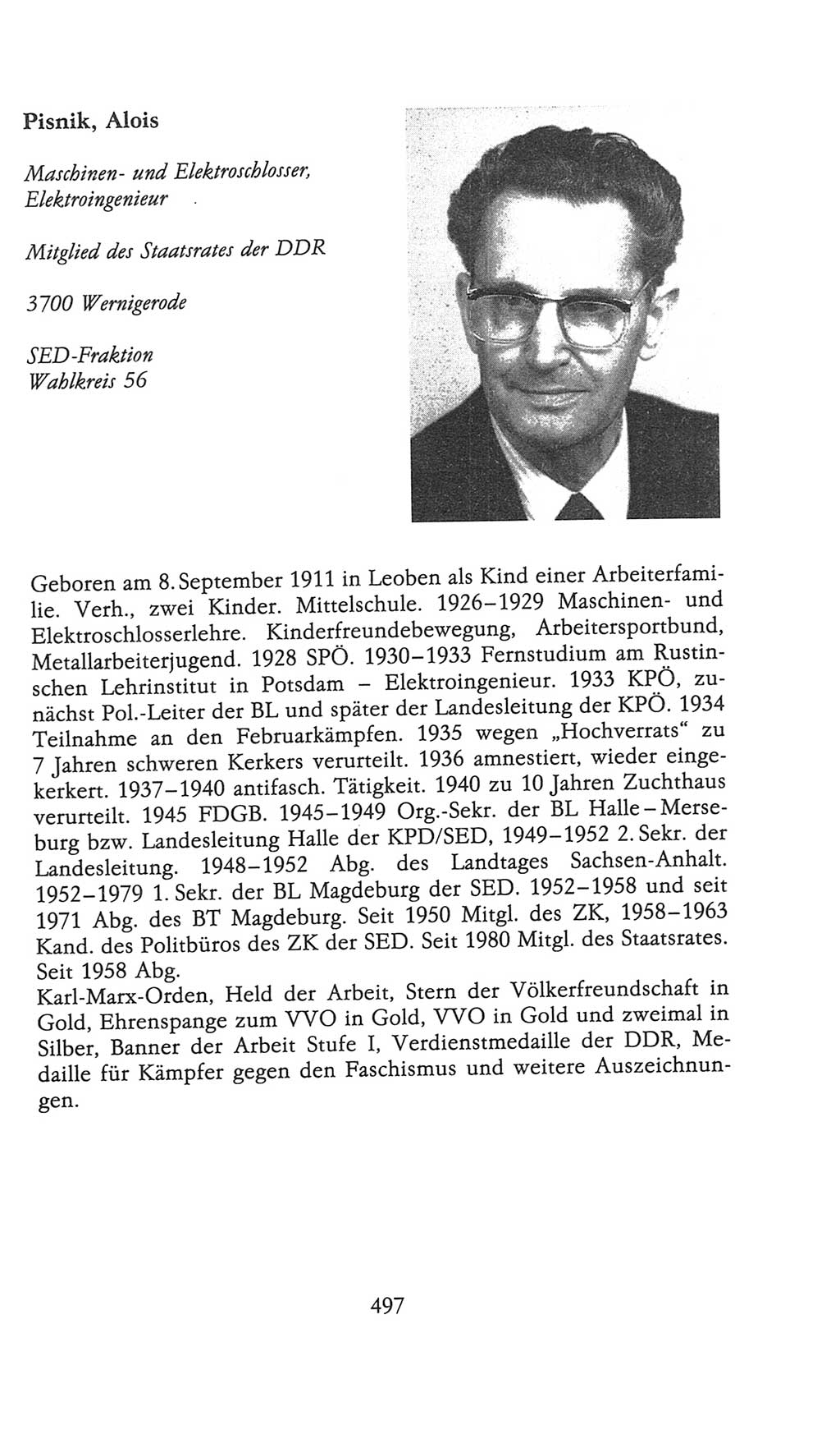 Volkskammer (VK) der Deutschen Demokratischen Republik (DDR), 9. Wahlperiode 1986-1990, Seite 497 (VK. DDR 9. WP. 1986-1990, S. 497)