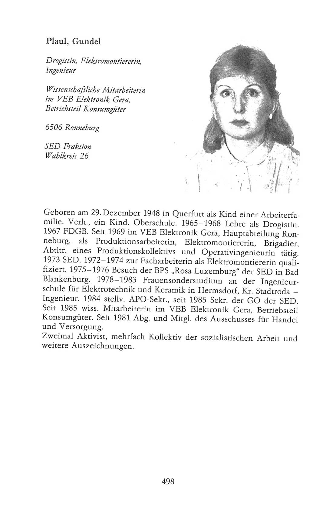 Volkskammer (VK) der Deutschen Demokratischen Republik (DDR), 9. Wahlperiode 1986-1990, Seite 498 (VK. DDR 9. WP. 1986-1990, S. 498)