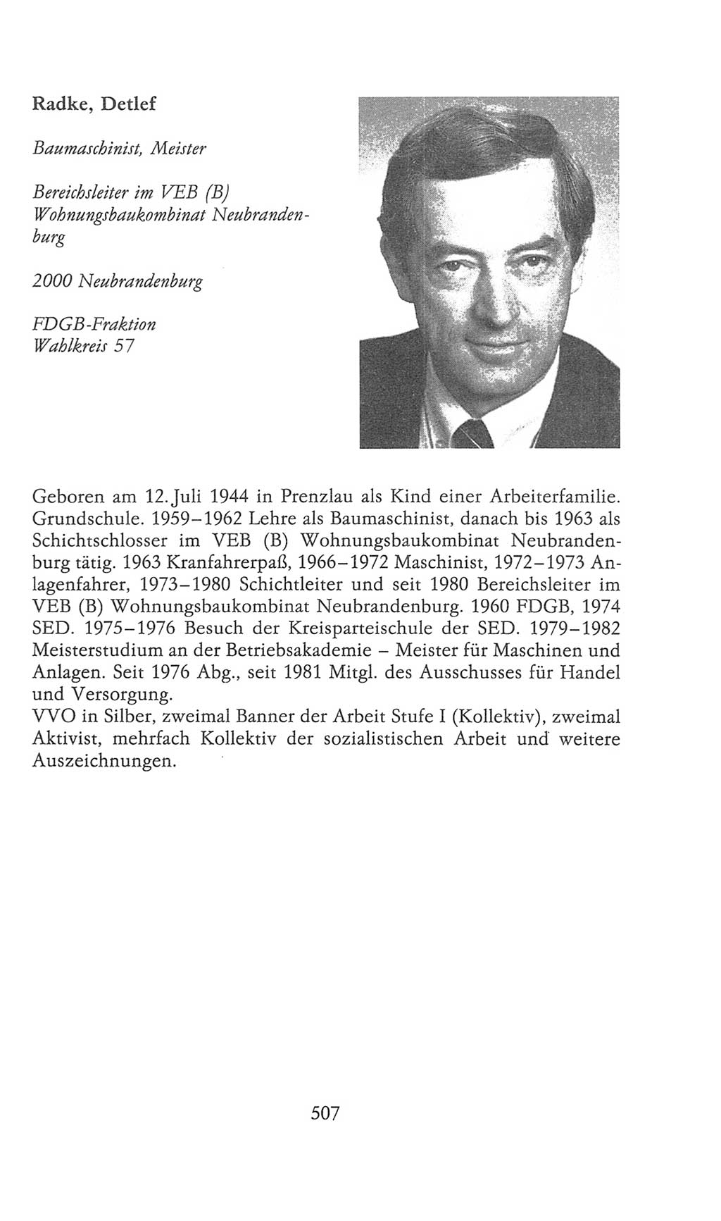 Volkskammer (VK) der Deutschen Demokratischen Republik (DDR), 9. Wahlperiode 1986-1990, Seite 507 (VK. DDR 9. WP. 1986-1990, S. 507)