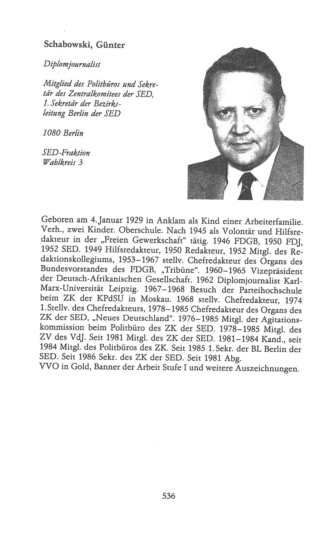 Volkskammer (VK) der Deutschen Demokratischen Republik (DDR), 9. Wahlperiode 1986-1990, Seite 536 (VK. DDR 9. WP. 1986-1990, S. 536)