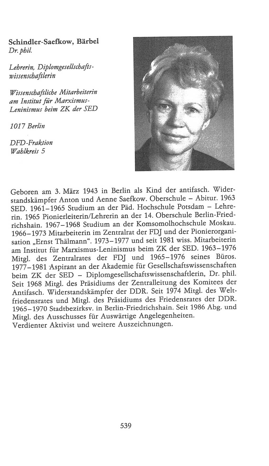 Volkskammer (VK) der Deutschen Demokratischen Republik (DDR), 9. Wahlperiode 1986-1990, Seite 539 (VK. DDR 9. WP. 1986-1990, S. 539)