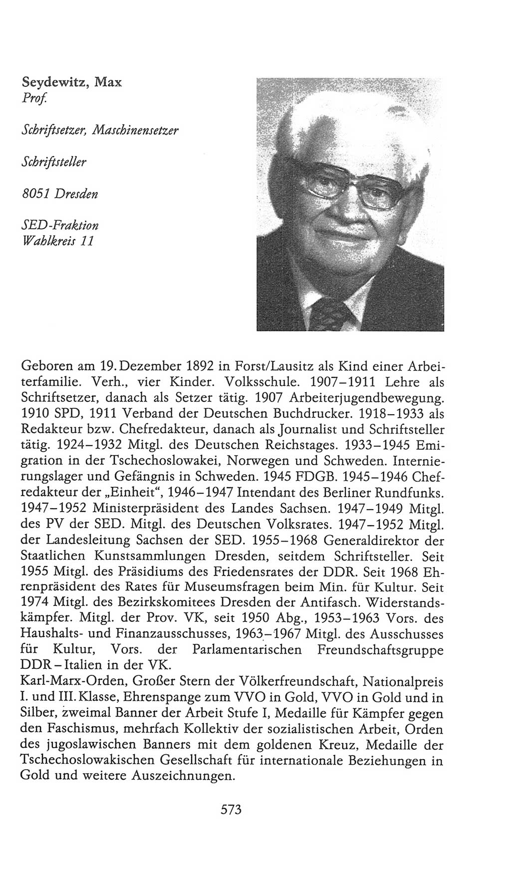 Volkskammer (VK) der Deutschen Demokratischen Republik (DDR), 9. Wahlperiode 1986-1990, Seite 573 (VK. DDR 9. WP. 1986-1990, S. 573)