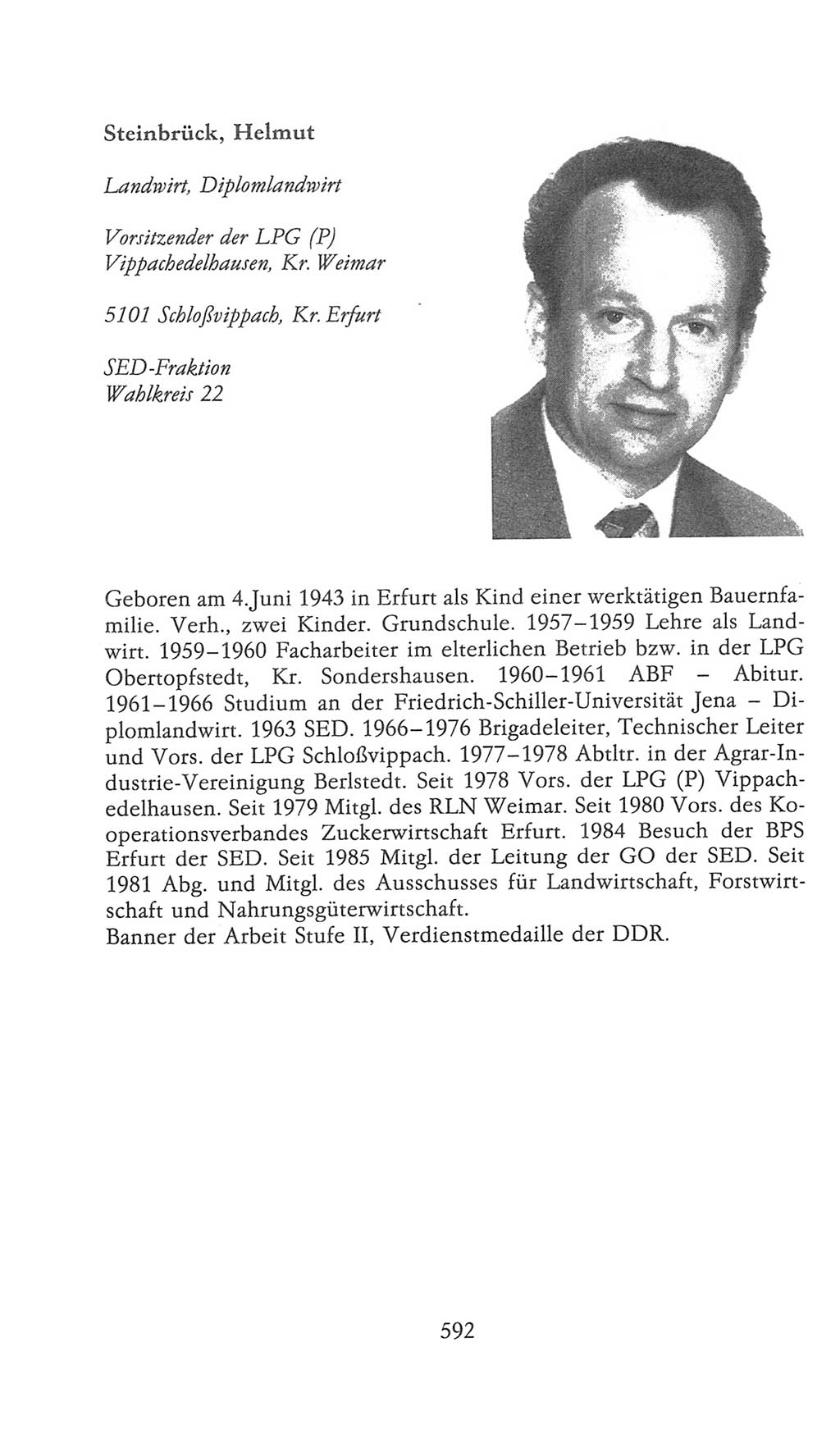 Volkskammer (VK) der Deutschen Demokratischen Republik (DDR), 9. Wahlperiode 1986-1990, Seite 592 (VK. DDR 9. WP. 1986-1990, S. 592)